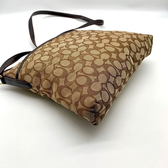 Coach Signature Khaki Canvas File Crossbody Bag F58285 w/ Wristlet - Picture 7 of 12